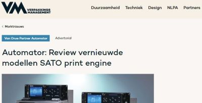 Review vernieuwde SATO print engines in vakblad VerpakkingsManagement